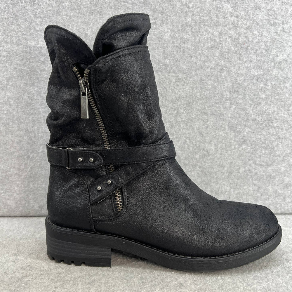 Women’s Black Mid-Calf Zip Ankle Boots